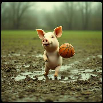 Das Basketball spielende Stinkschwein 