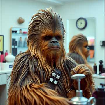 Chewbacca chez le coiffeur